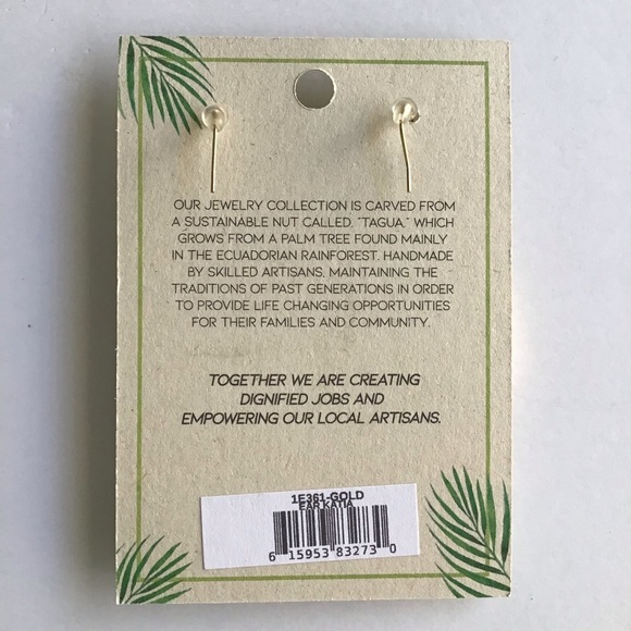 NEW Medallion Earrings Asian-Style Matte Gold Open Work Tagua Nut Lightweight - Picture 3 of 15